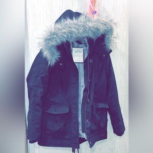 Faux fur-lined cozy parka